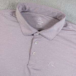 Rhoback Whaler Heather Stripe Golf Polo Mens XXL Purple White Performance